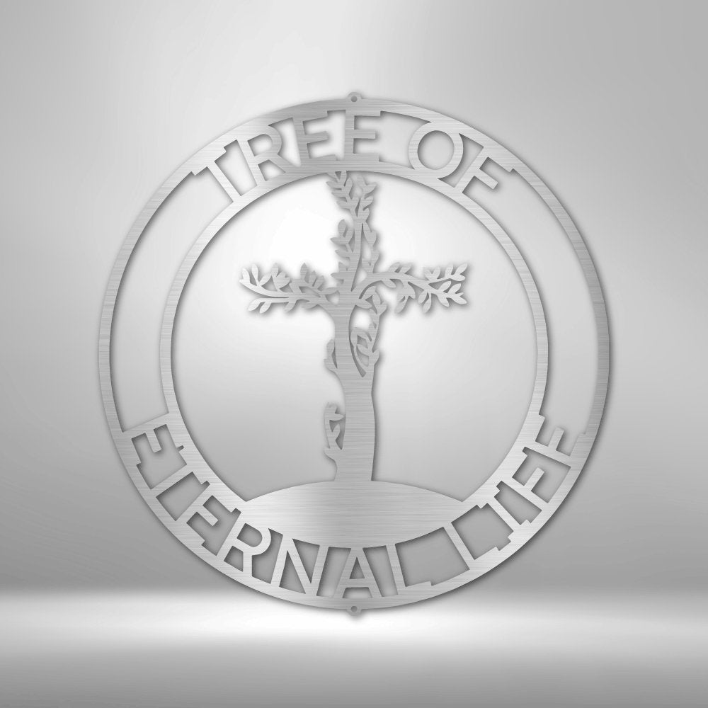 Cross Tree Personalized Text Steel SignCustomly Gifts