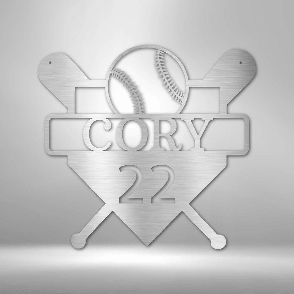 Custom Baseball Monogram Personalized Name Number Metal SignCustomly Gifts