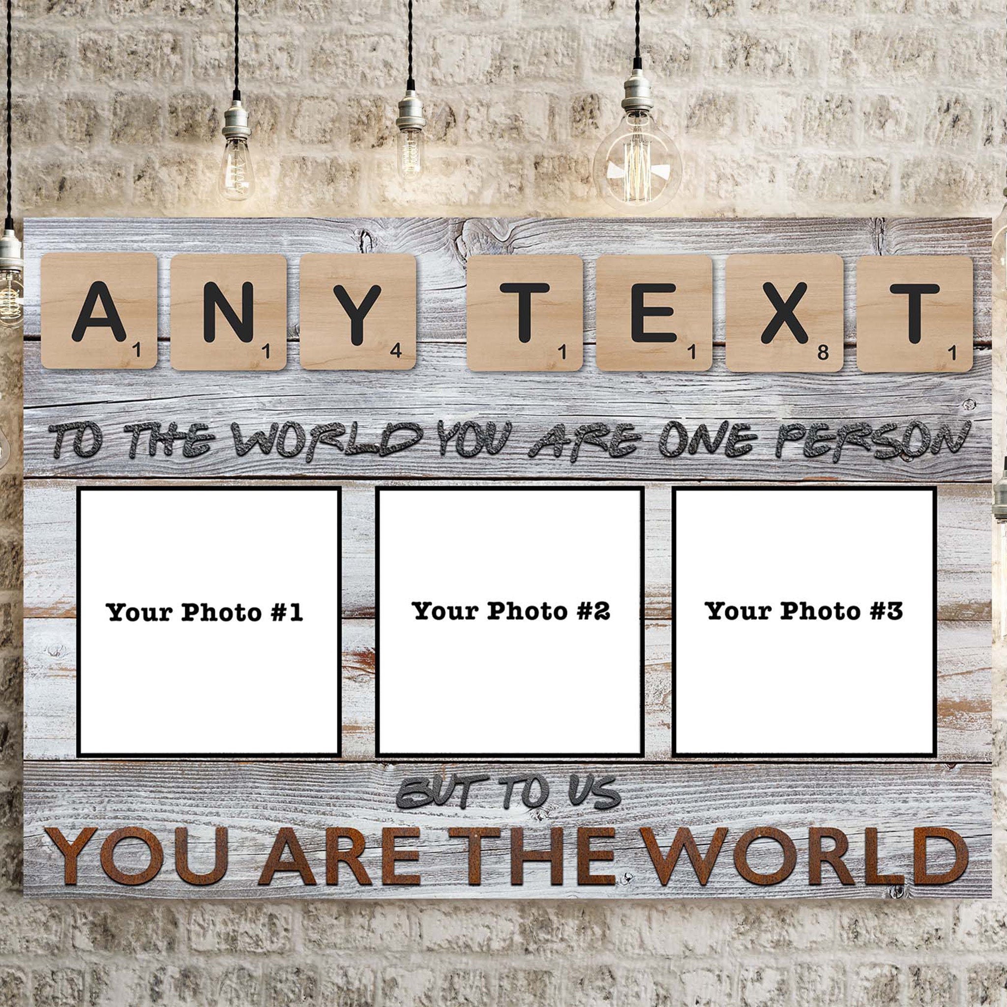 Custom Scrabble Tile You Are The World Personalized Photo CanvasCustomly Gifts