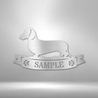 Dachshund Banner Personalized Name Steel SignCustomly Gifts