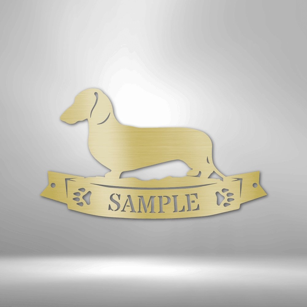 Dachshund Banner Personalized Name Steel SignCustomly Gifts