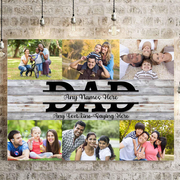 Daddy, Custom Photo, Customizable Family Name And Text, Square Canvas