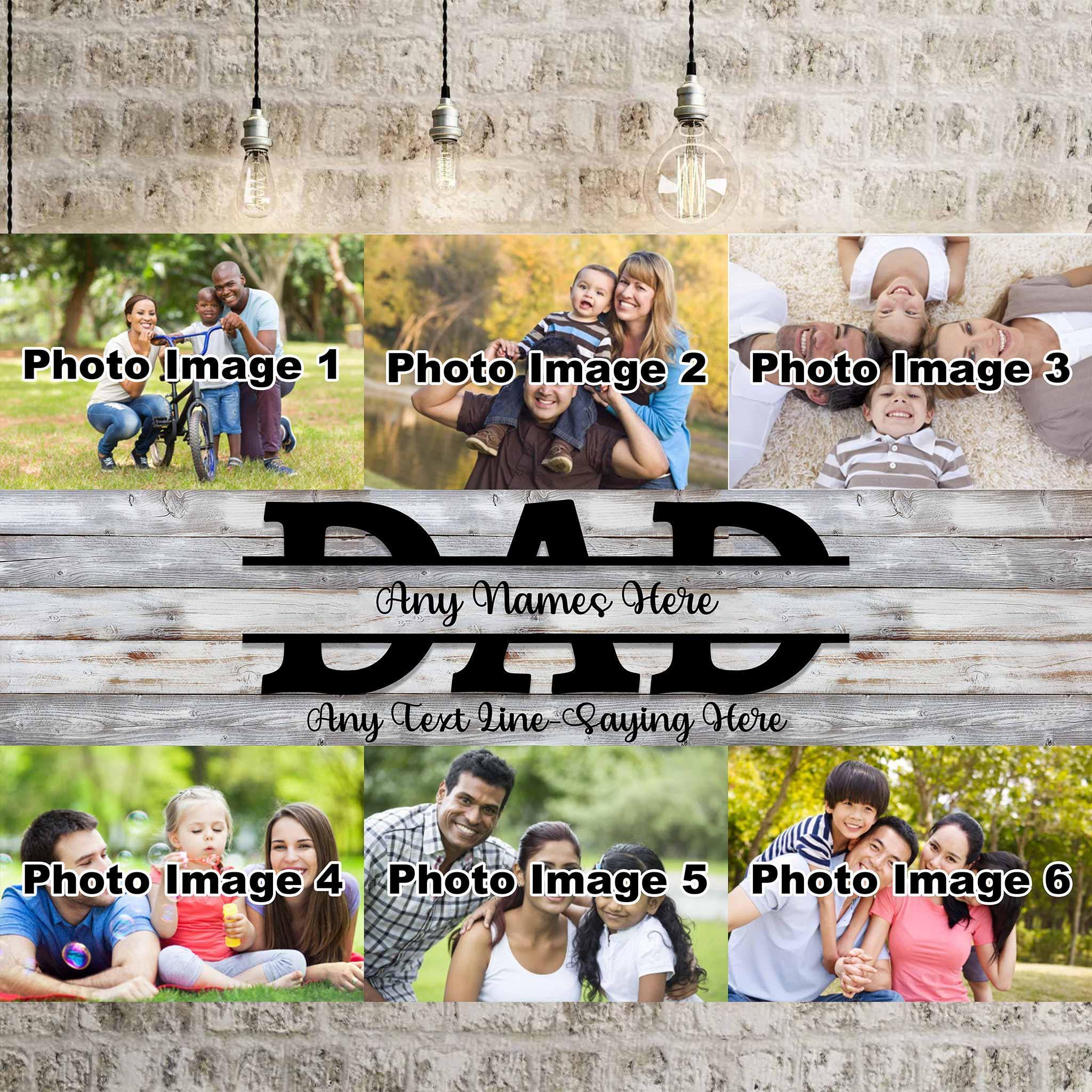 Dad Family Photo Collage With Custom Personalized Names & Text CanvasCustomly Gifts