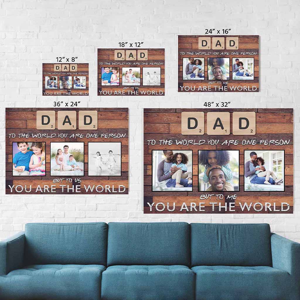 Dad Scrabble You Are The World Dark Wood Personalized Photo CanvasCustomly Gifts