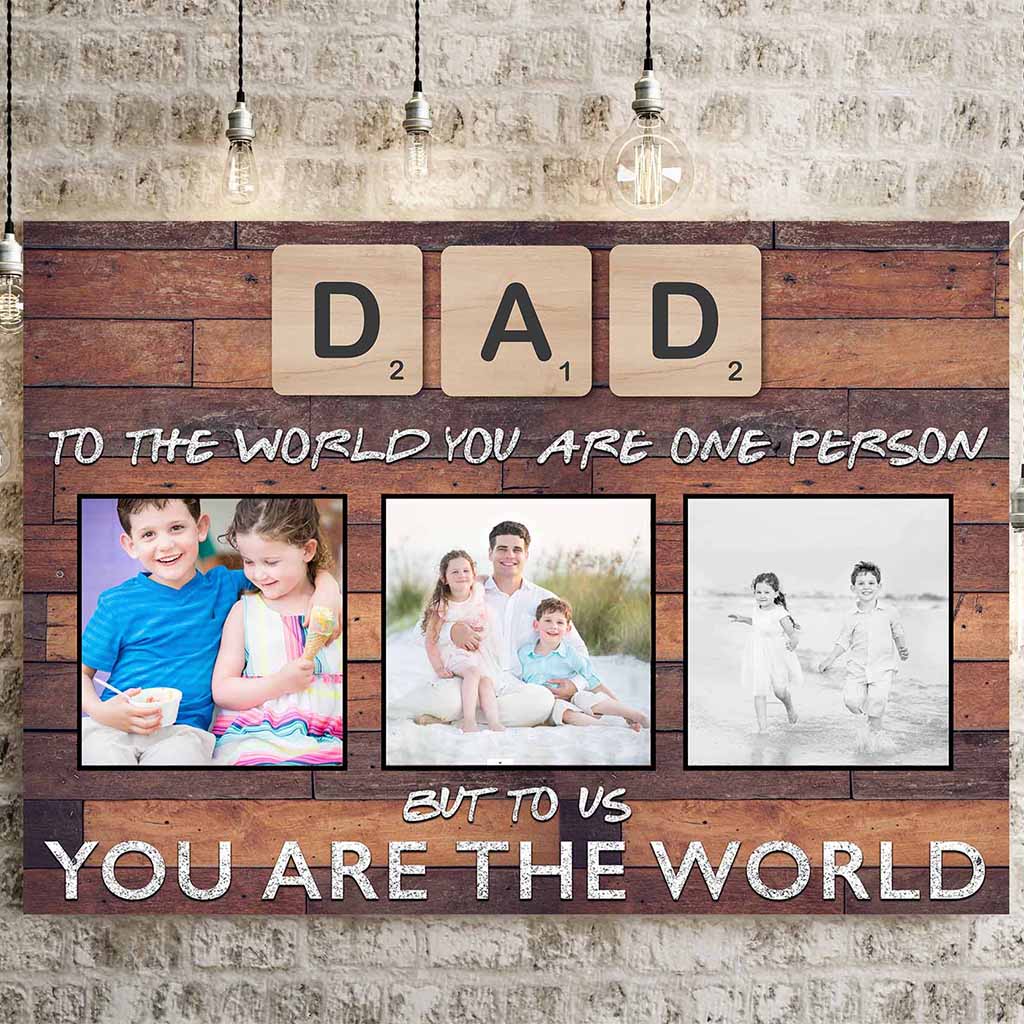 Dad Scrabble You Are The World Dark Wood Personalized Photo CanvasCustomly Gifts