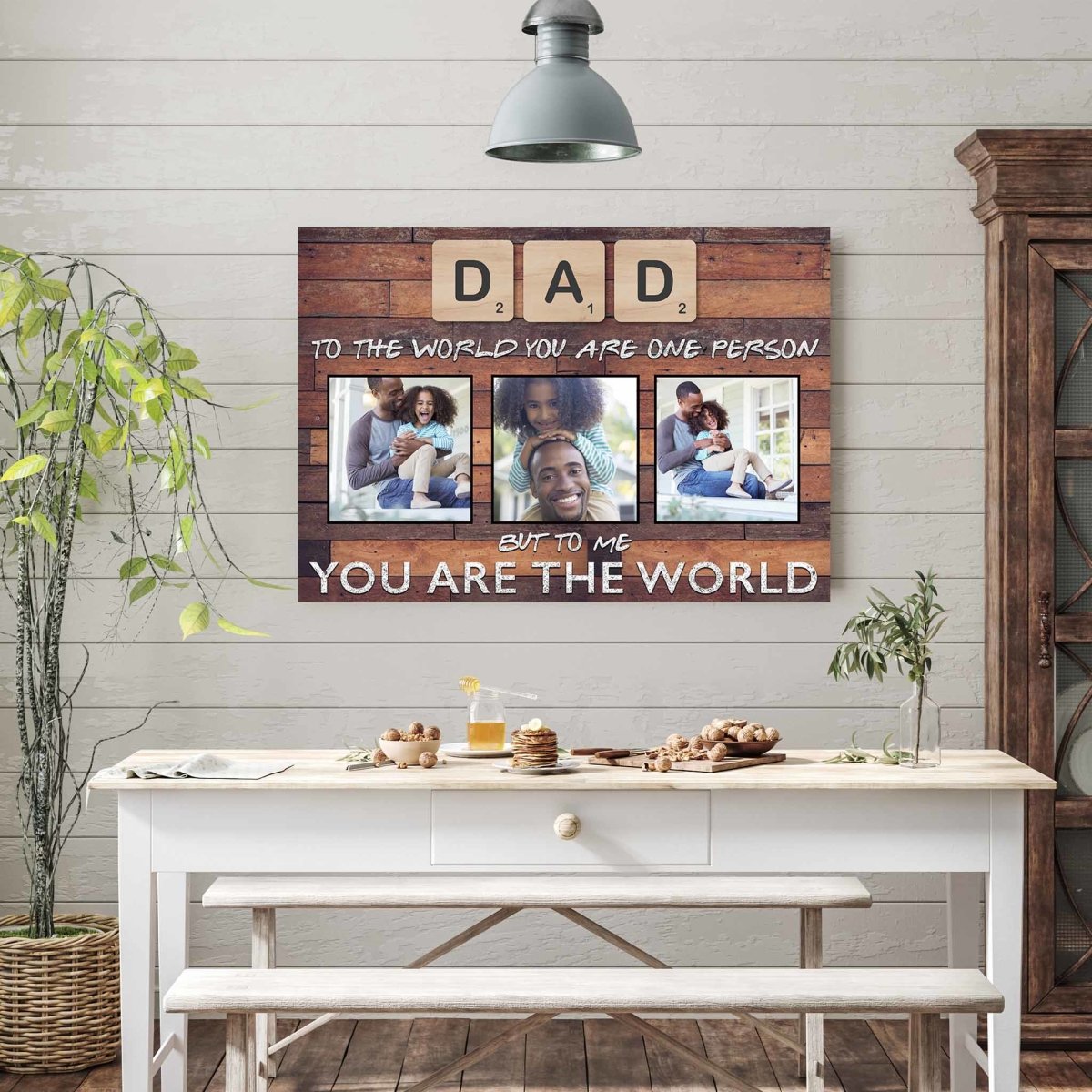 Dad Scrabble You Are The World Dark Wood Personalized Photo CanvasCustomly Gifts