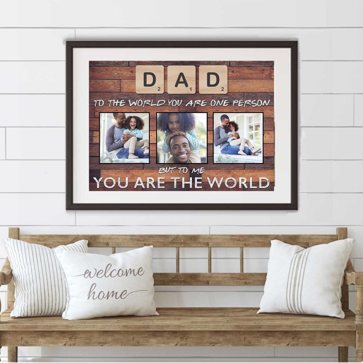 Dad Scrabble You Are The World Dark Wood Personalized Photo PosterCustomly Gifts