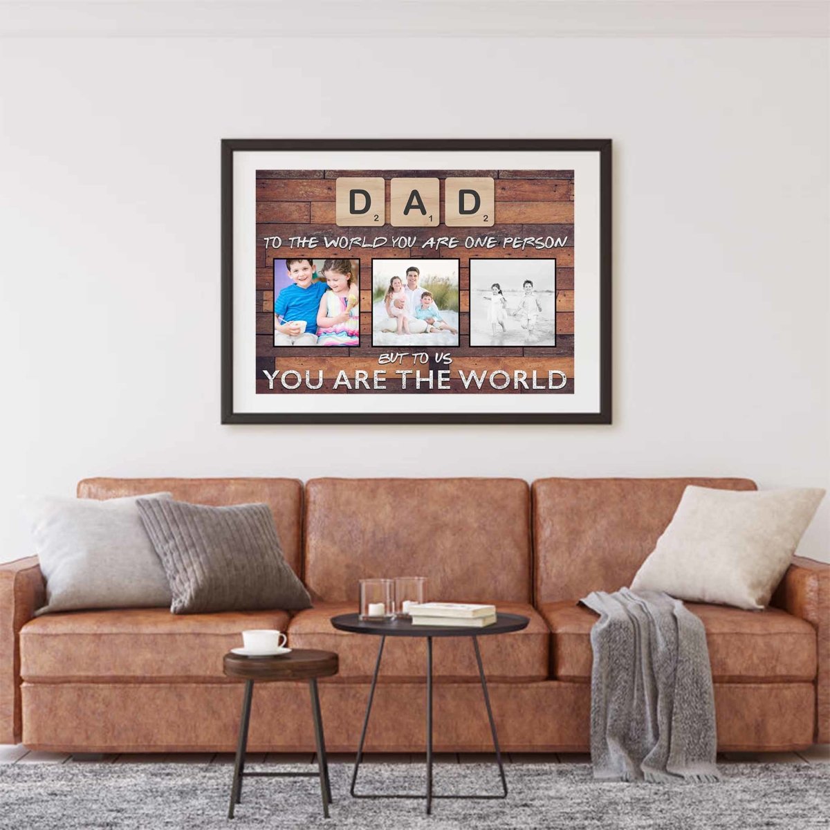 Dad Scrabble You Are The World Dark Wood Personalized Photo PosterCustomly Gifts