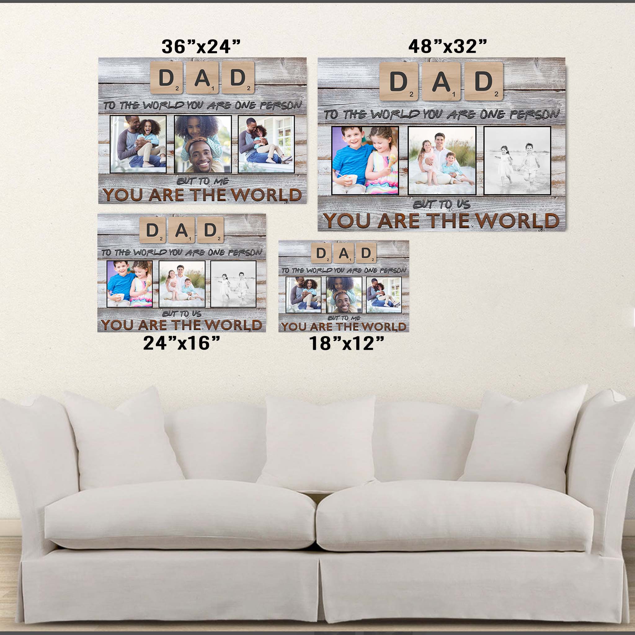 Dad Scrabble You Are The World Personalized Photo CanvasCustomly Gifts
