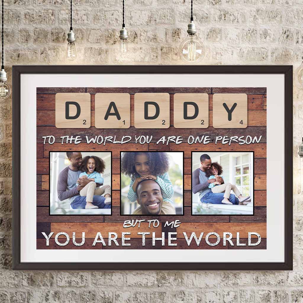 Daddy Scrabble You Are The World Dark Wood Personalized Photo PosterCustomly Gifts