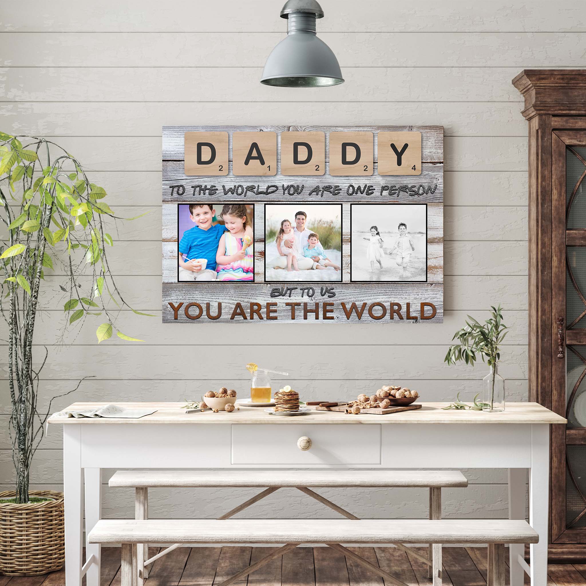Daddy Scrabble You Are The World Personalized Photo CanvasCustomly Gifts