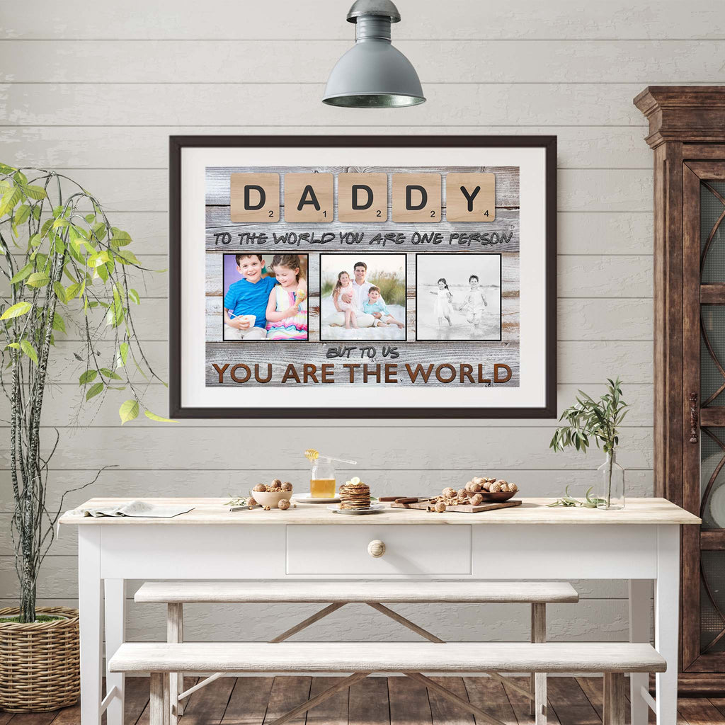 Daddy Scrabble You Are The World Personalized Photo PosterCustomly Gifts