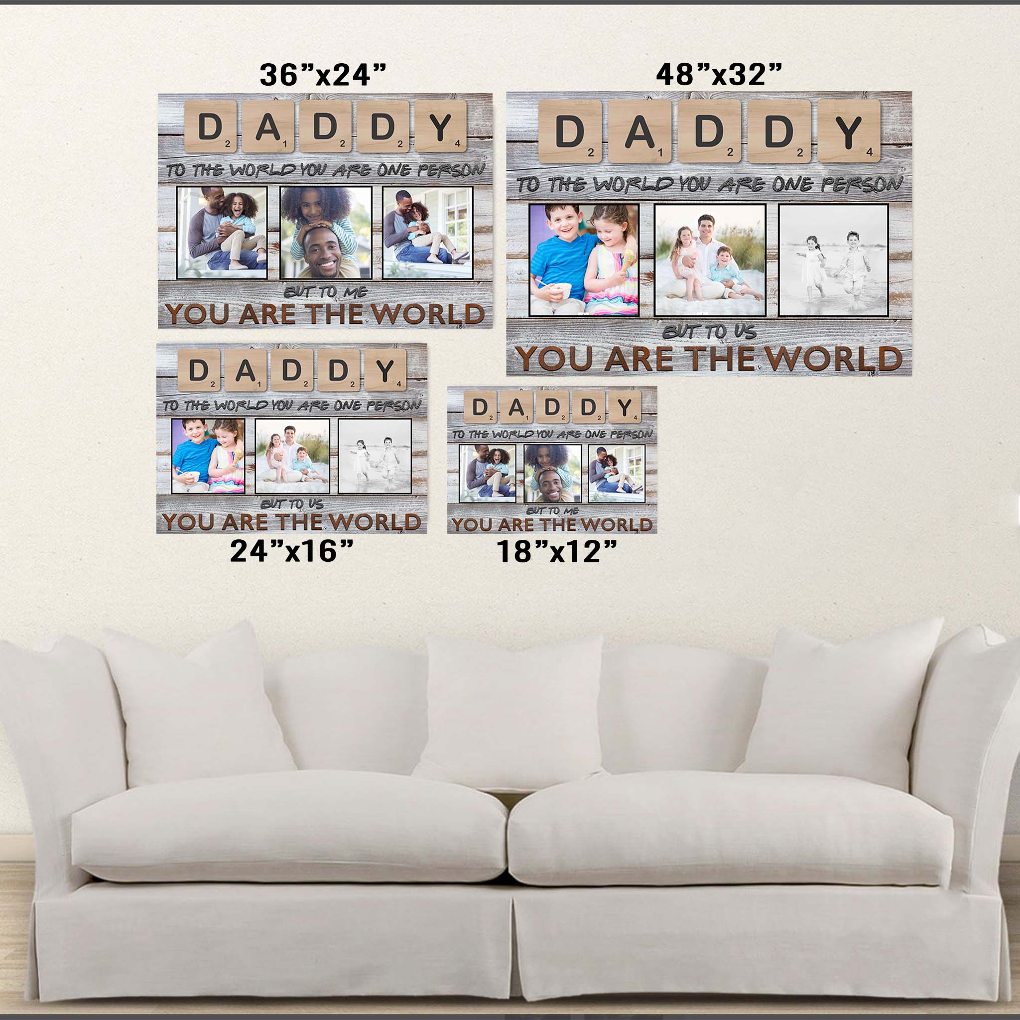 Daddy Scrabble You Are The World Personalized Photo PosterCustomly Gifts
