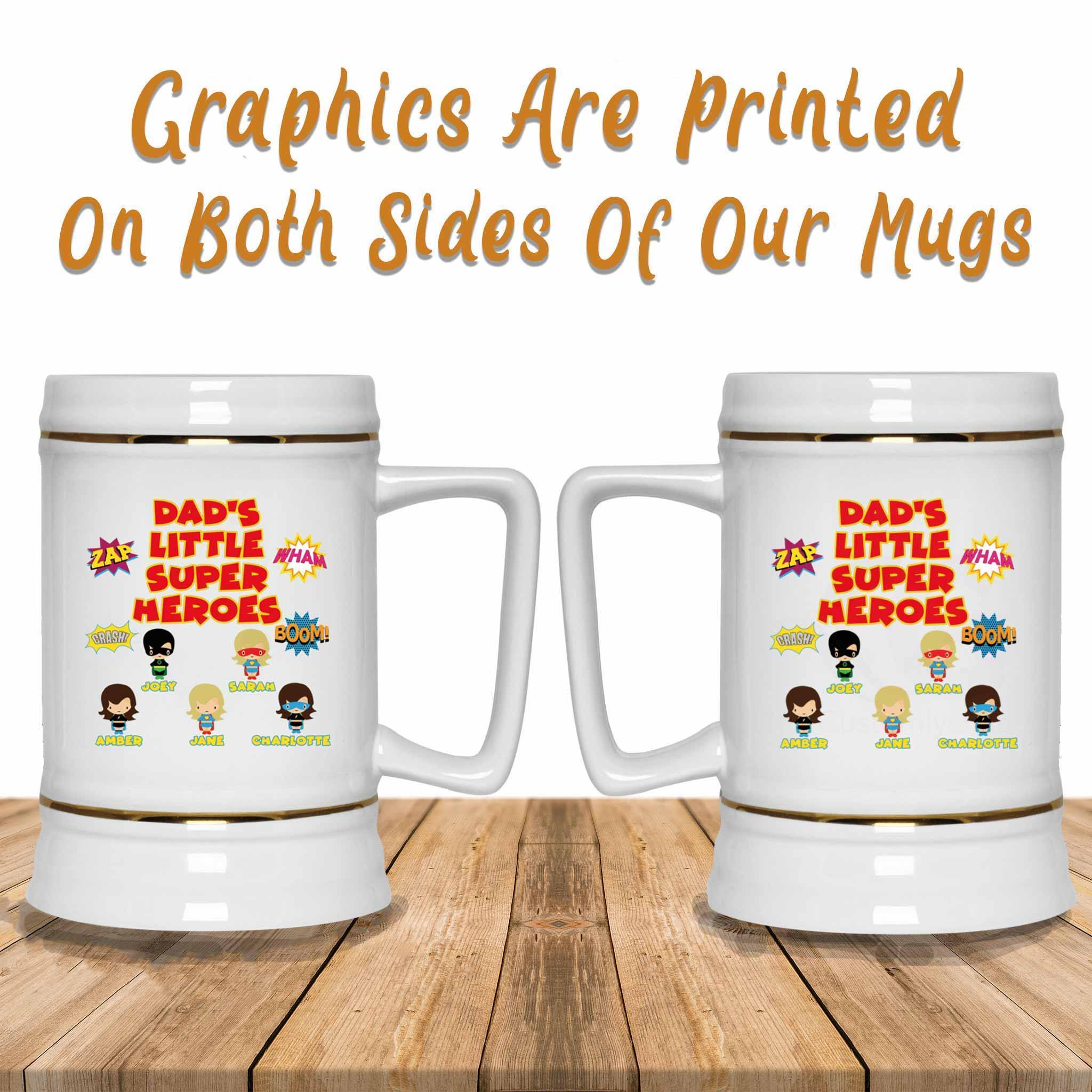 Dad's Little Super Heroes Custom Personalized 22oz Mug SteinCustomly Gifts