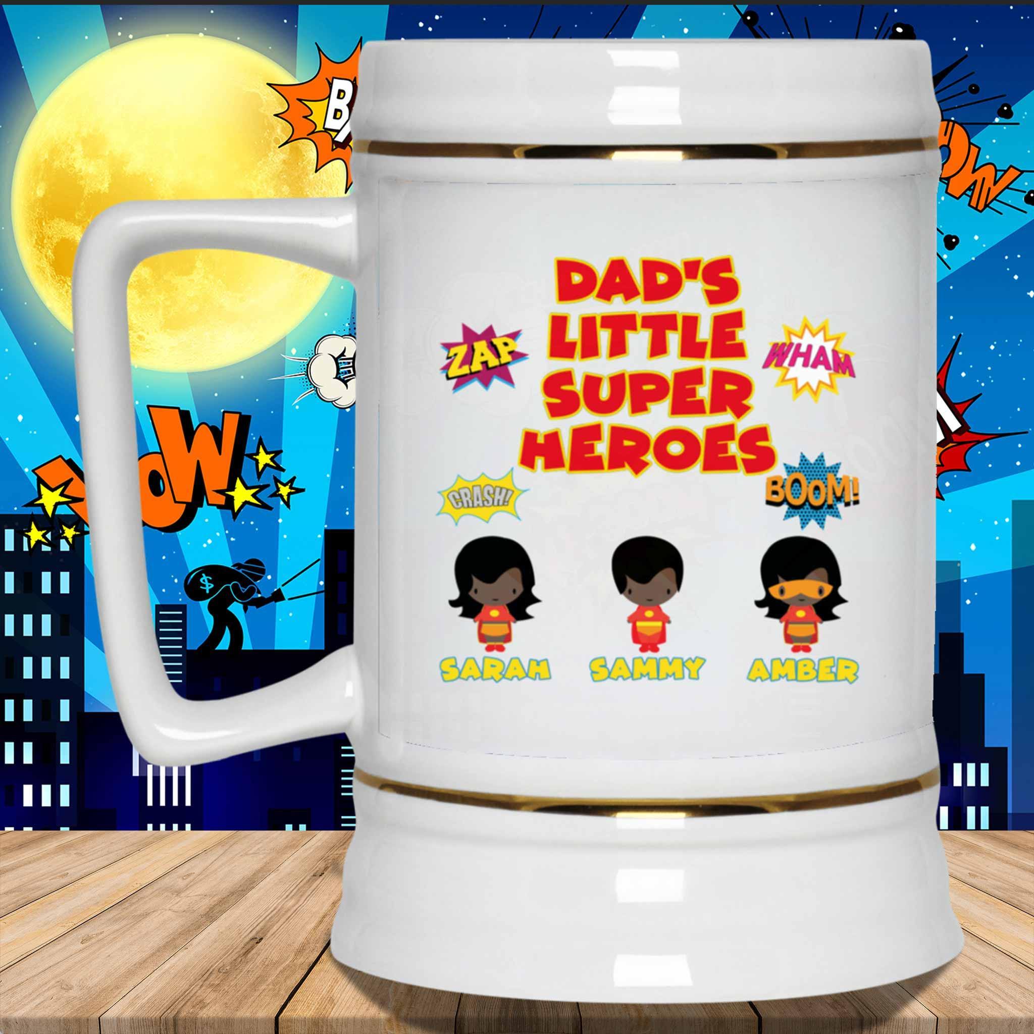 Dad's Little Super Heroes Custom Personalized 22oz Mug SteinCustomly Gifts