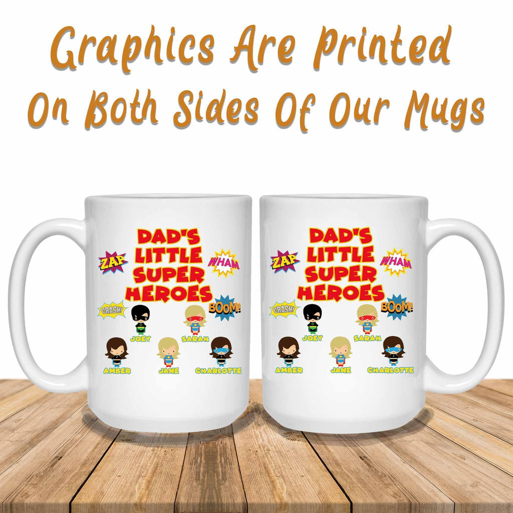 Dad's Little Super Heroes Custom Personalized Coffee MugCustomly Gifts