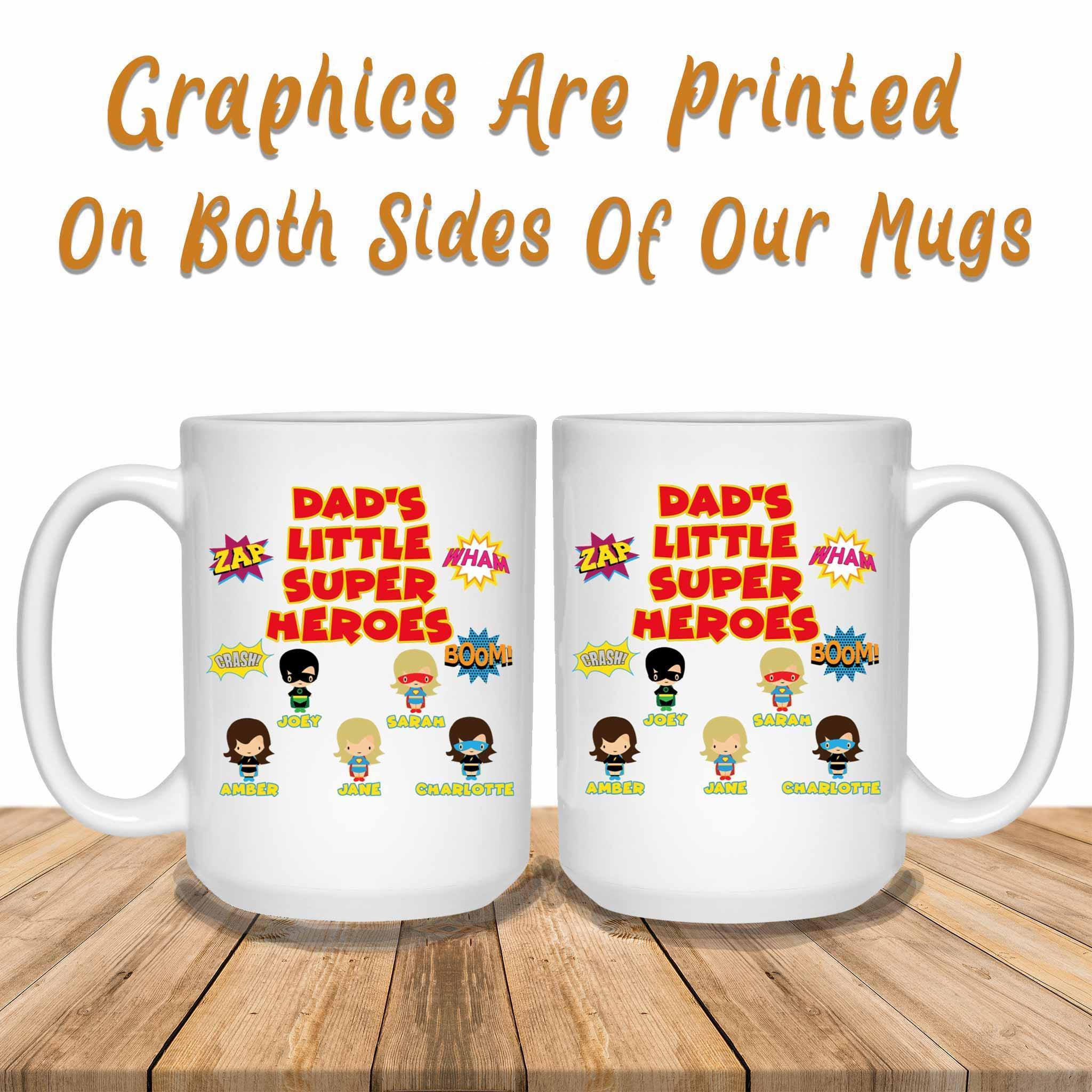 Dad's Little Super Heroes Custom Personalized Coffee MugCustomly Gifts