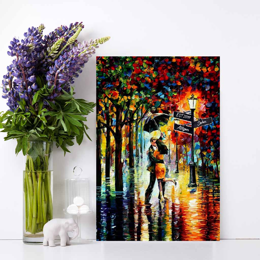 Dance Under the Rain Personalized Street Signs Impressionist Style CanvasCustomly Gifts