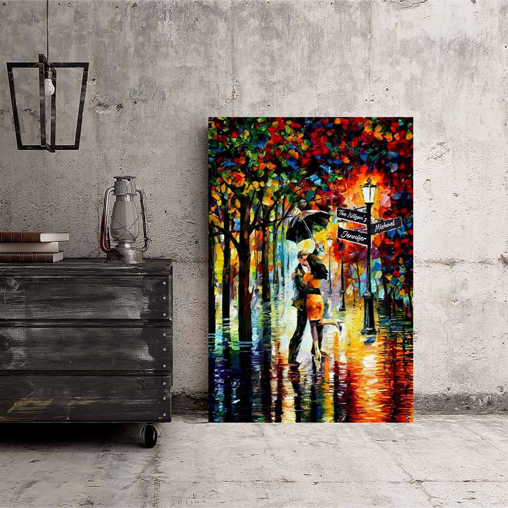 Dance Under the Rain Personalized Street Signs Impressionist Style CanvasCustomly Gifts