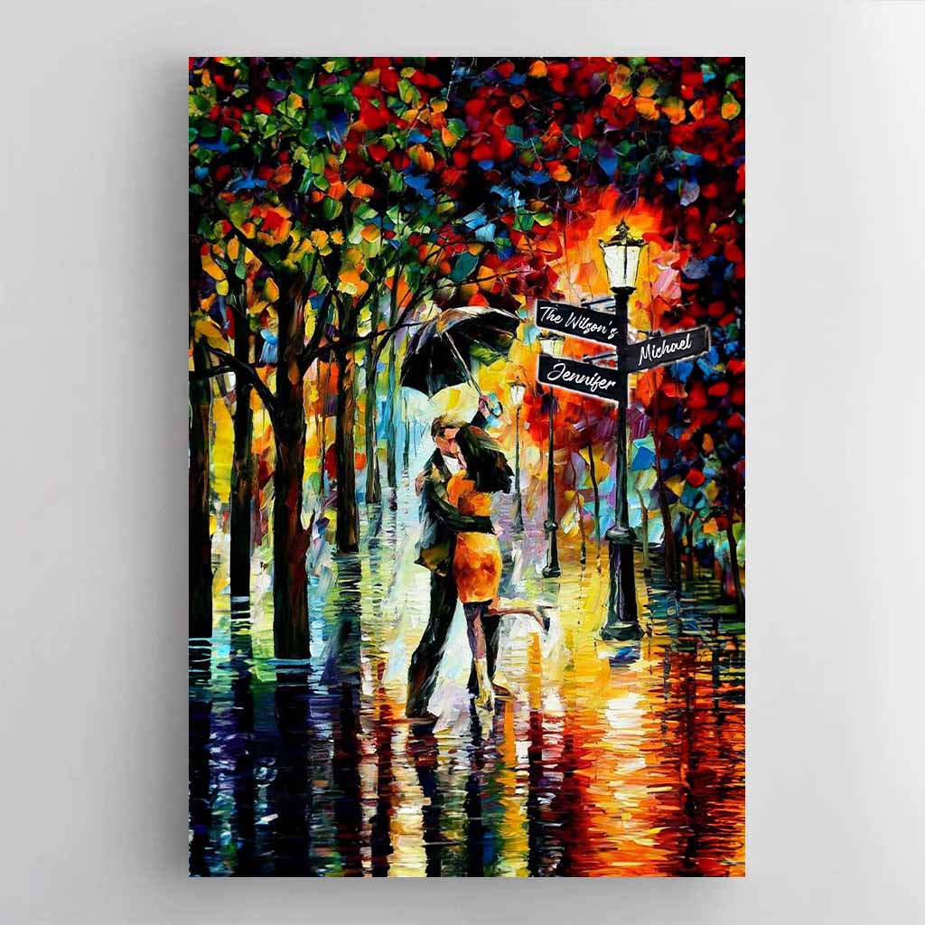 Dance Under the Rain Personalized Street Signs Impressionist Style CanvasCustomly Gifts