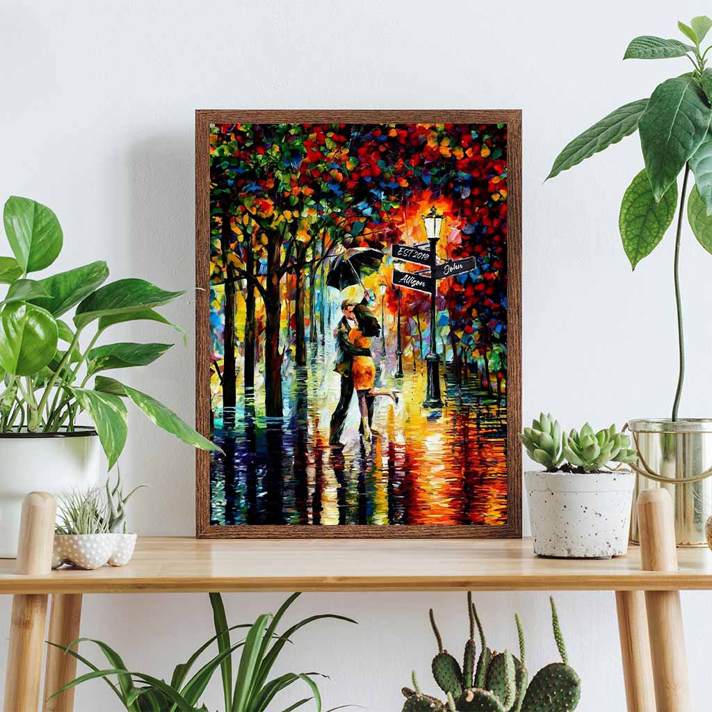 Dance Under The Rain Personalized Street Signs Impressionist Style PosterCustomly Gifts