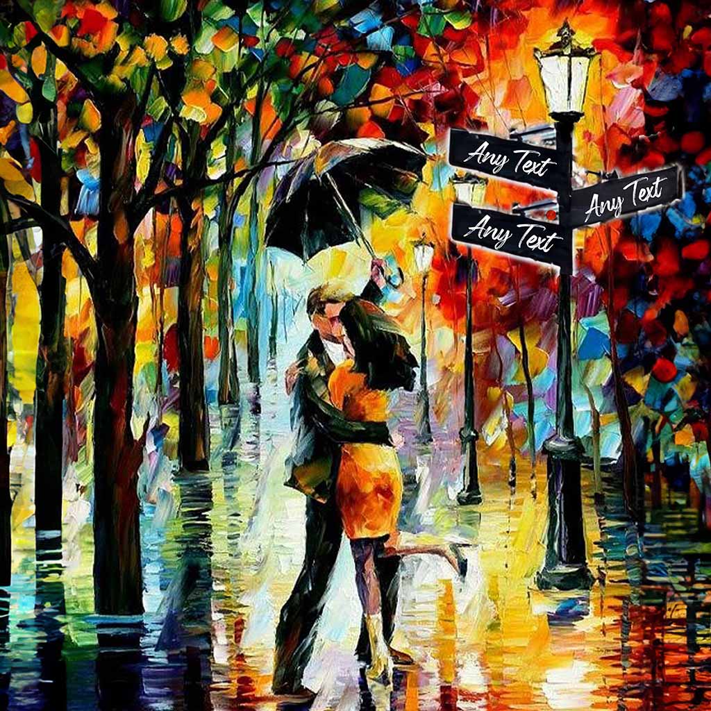 Dance Under The Rain Personalized Street Signs Impressionist Style PosterCustomly Gifts