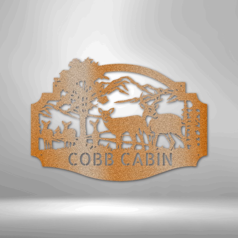 Deer Family Personalized Name Text Steel SignCustomly Gifts