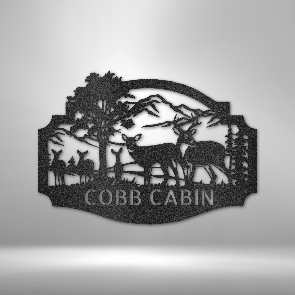 Deer Family Personalized Name Text Steel SignCustomly Gifts