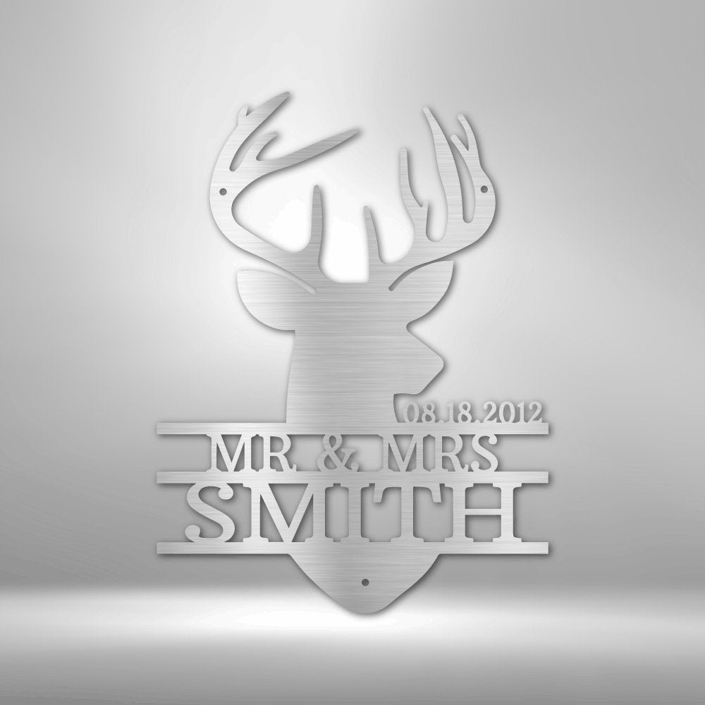 Deer Head Personalized Name Text Steel SignCustomly Gifts