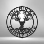 Deer Skull and Tree Personalized Name Text Steel SignCustomly Gifts