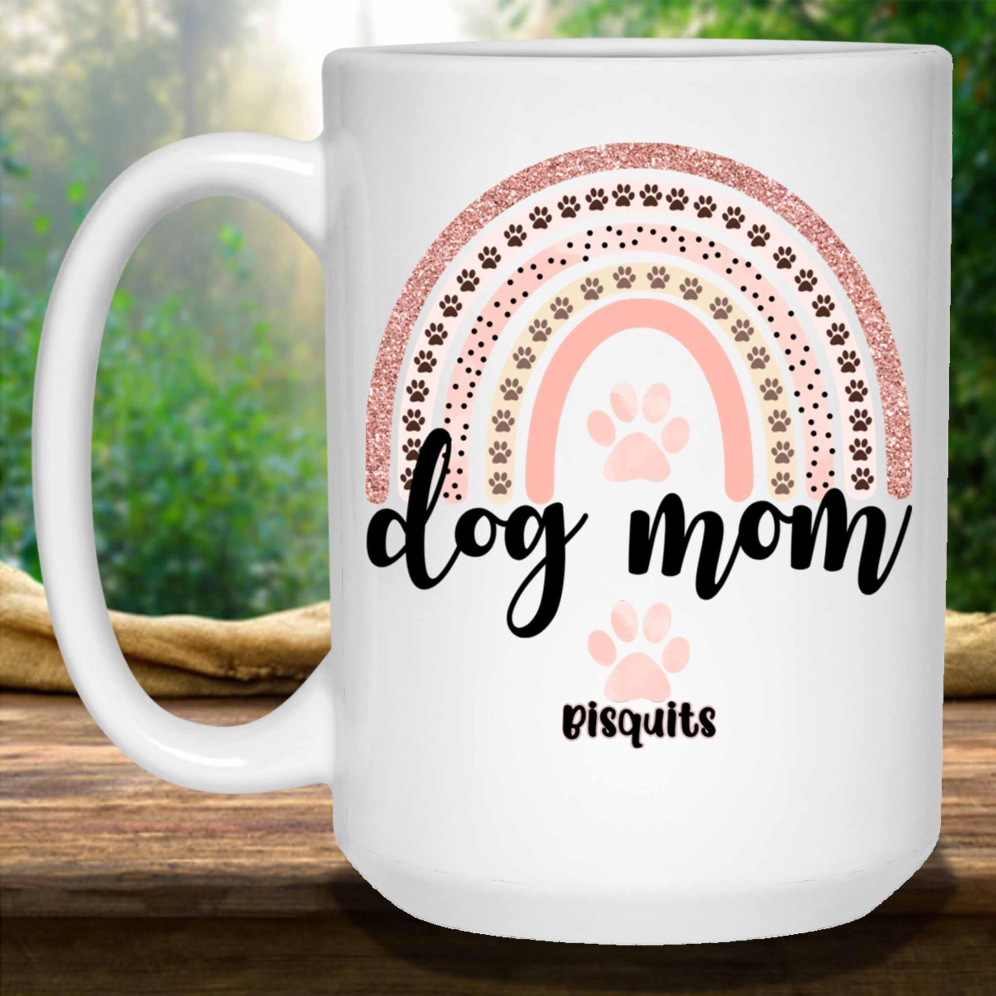 Dog Mom Rose Blush Rainbow Custom Personalized Coffee MugCustomly Gifts