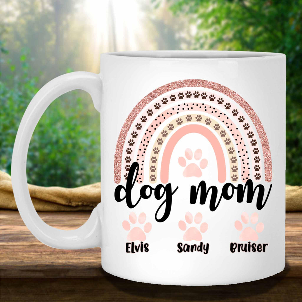 Dog Mom Rose Blush Rainbow Custom Personalized Coffee MugCustomly Gifts