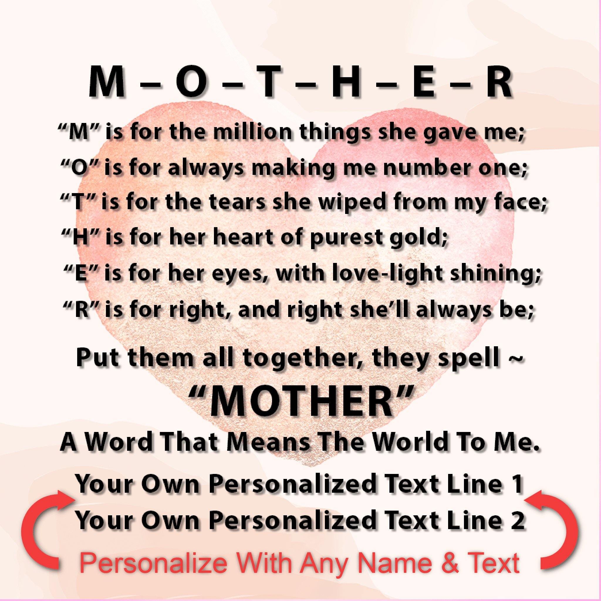 Double Intertwined Hearts Necklace With M-O-T-H-E-R Poem Personalized Mom Insert CardCustomly Gifts