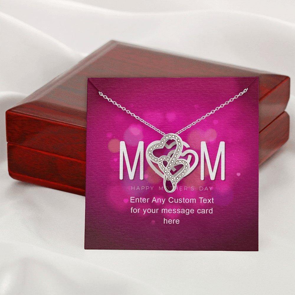 Double Intertwined Hearts Necklace With With Mom Hearts Happy Mother's Day Personalized Insert CardCustomly Gifts