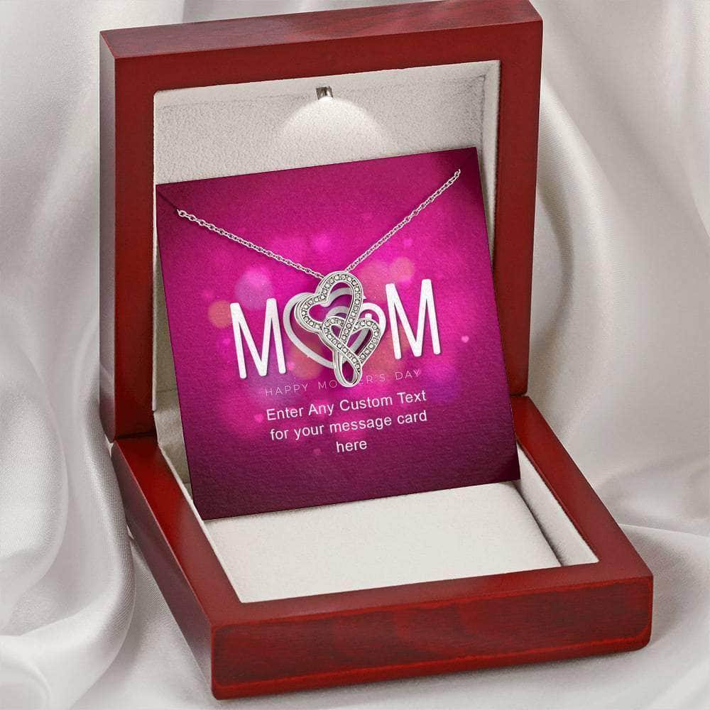 Double Intertwined Hearts Necklace With With Mom Hearts Happy Mother's Day Personalized Insert CardCustomly Gifts