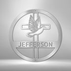 Dove and Cross Personalized Name Steel SignCustomly Gifts