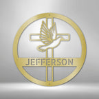 Dove and Cross Personalized Name Steel SignCustomly Gifts