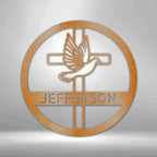 Dove and Cross Personalized Name Steel SignCustomly Gifts