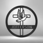 Dove and Cross Personalized Name Steel SignCustomly Gifts