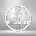 Dove and Cross Personalized Name Steel SignCustomly Gifts