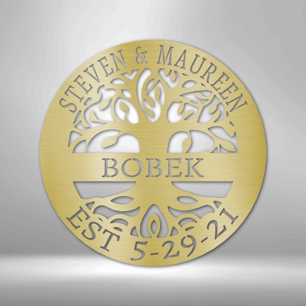 Elaborate Tree Of Life Personalized Names Text Steel SignCustomly Gifts