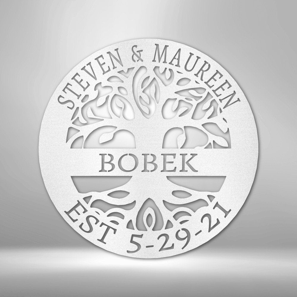 Elaborate Tree Of Life Personalized Names Text Steel SignCustomly Gifts