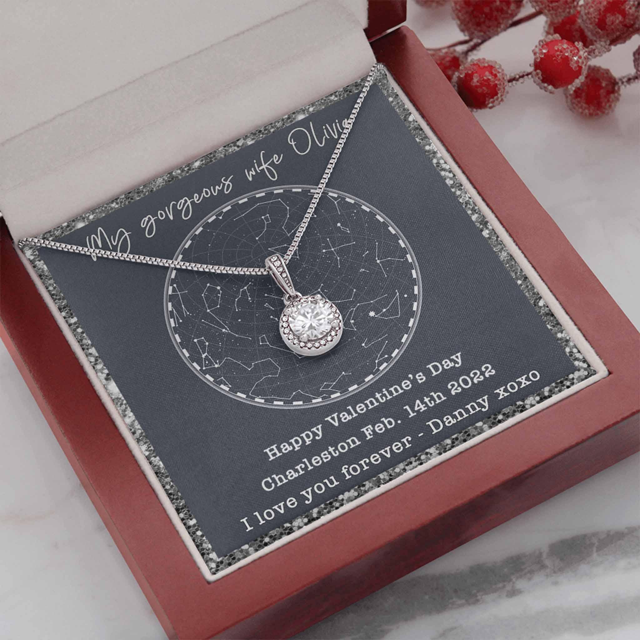Eternal Hope Necklace Star Map v1 Personalized Insert CardCustomly Gifts