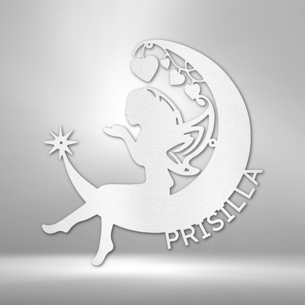 Fairy Moon Personalized Name Text Metal SignCustomly Gifts