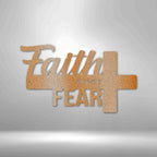 Faith Over Fear Cross Steel SignCustomly Gifts