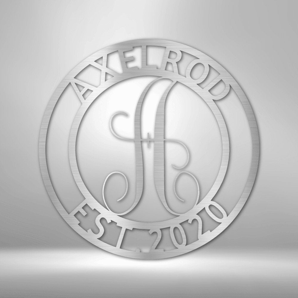 Family Name Monogram Text Personalized Steel SignCustomly Gifts