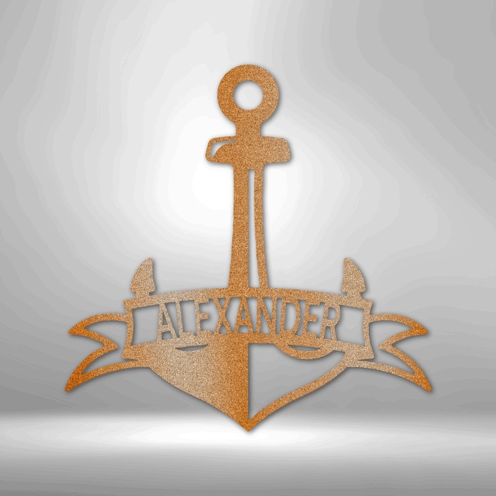 Fancy Anchor Banner Personalized Name Steel SignCustomly Gifts