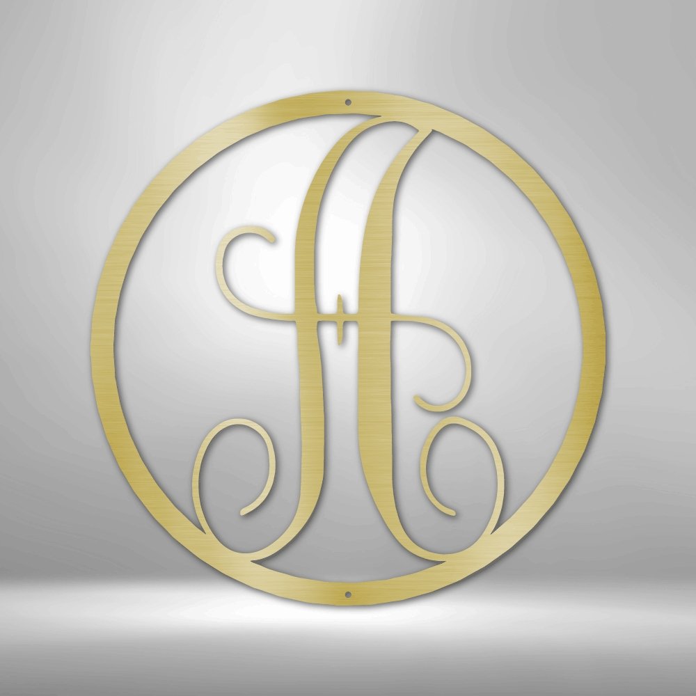 Fancy Initial Circle Personalized Monogram Steel signCustomly Gifts