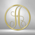 Fancy Initial Circle Personalized Monogram Steel signCustomly Gifts