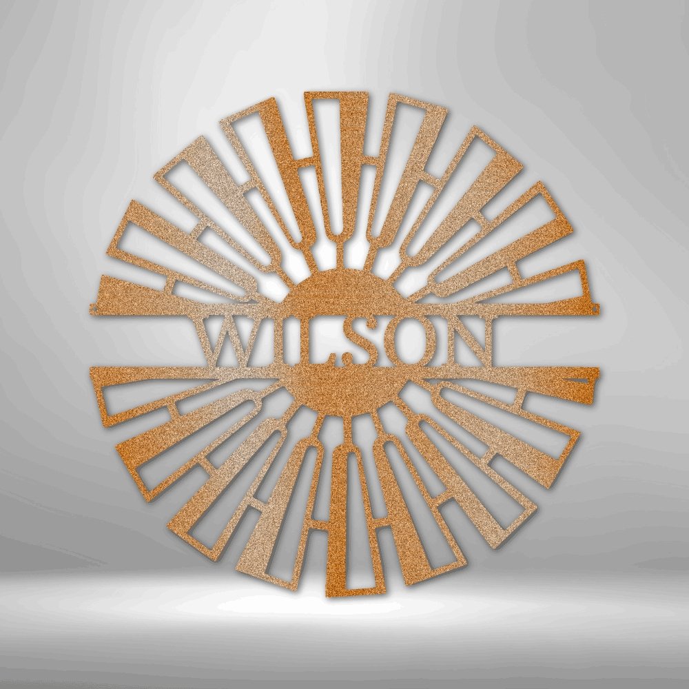 Fancy Windmill Personalized Name Text Steel SignCustomly Gifts